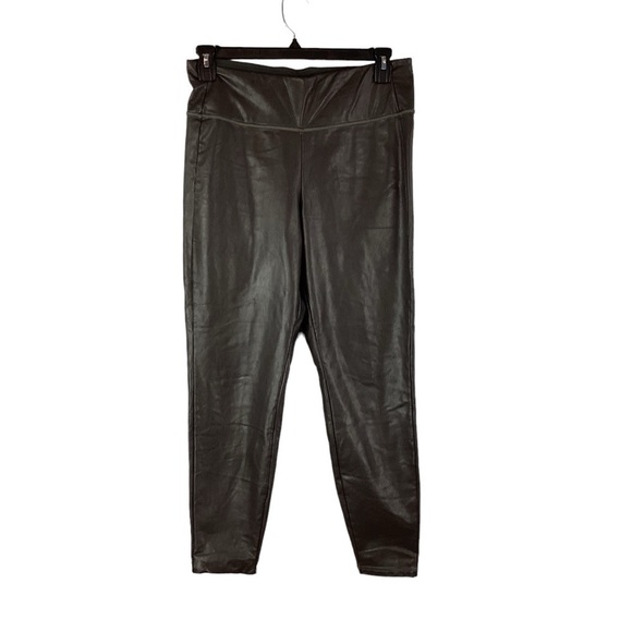 Athleta All Over Gleam Tight Size L Arbor Olive Faux Leather - Picture 1 of 4